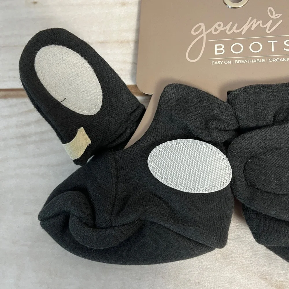 Goumi Stay on Boots Organic Cotton Bamboo Baby Booties Black 0-3M